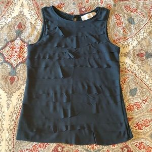 LOFT XXSP dark teal ruffle blouse
